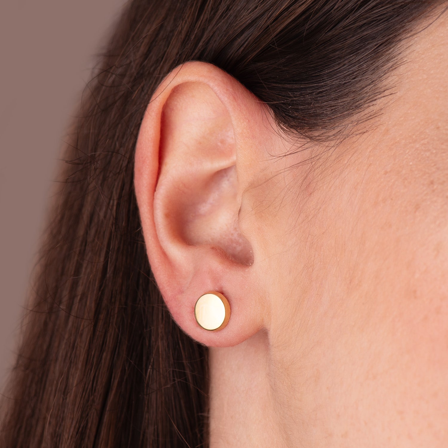 Boucles d'oreilles Rondes Brillantes Or Jaune 18K 8 mm Fermoir Poussettes Papillon