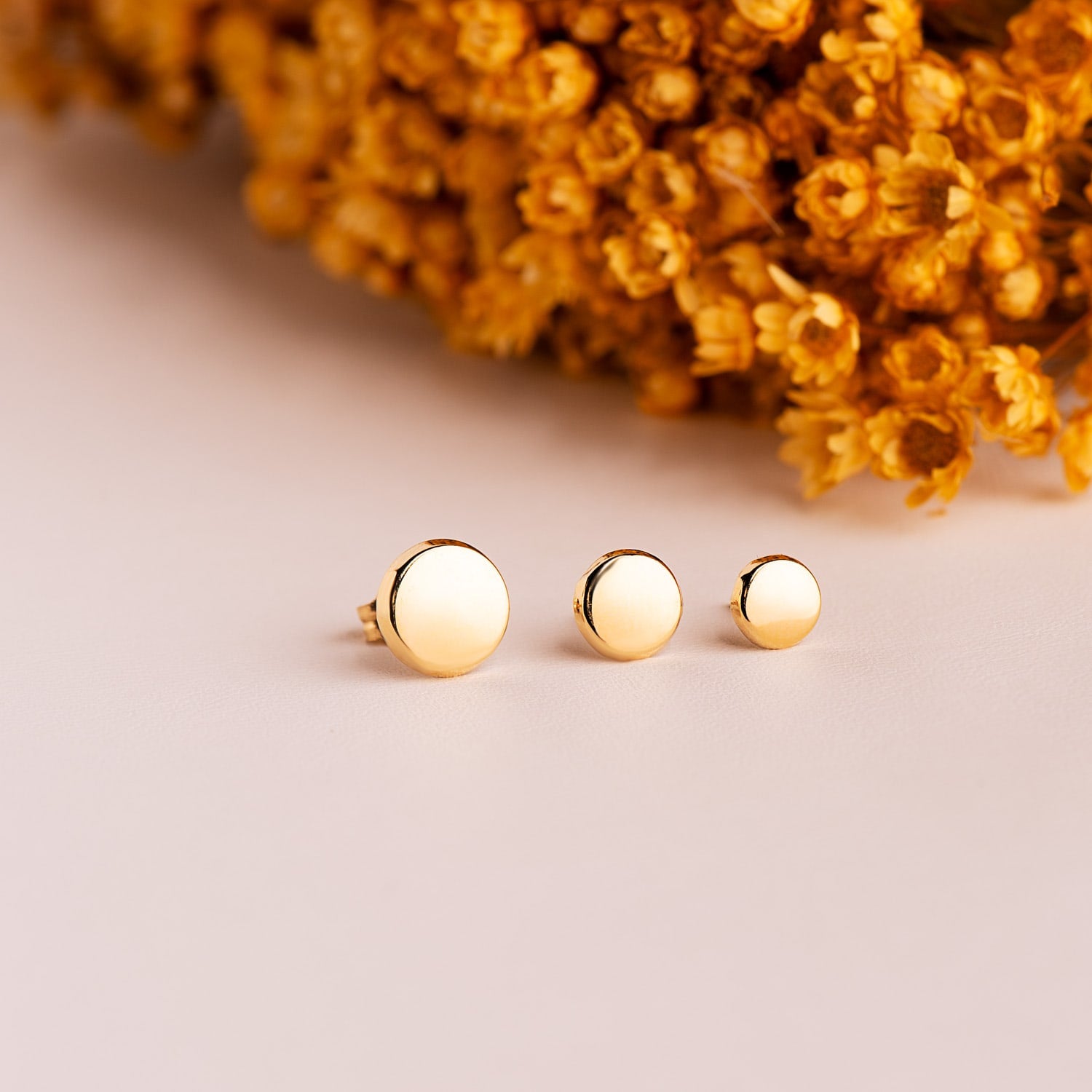 Boucles d'oreilles Or Jaune 18K Ronde Brillant 4,5 mm Fermoir a Vis