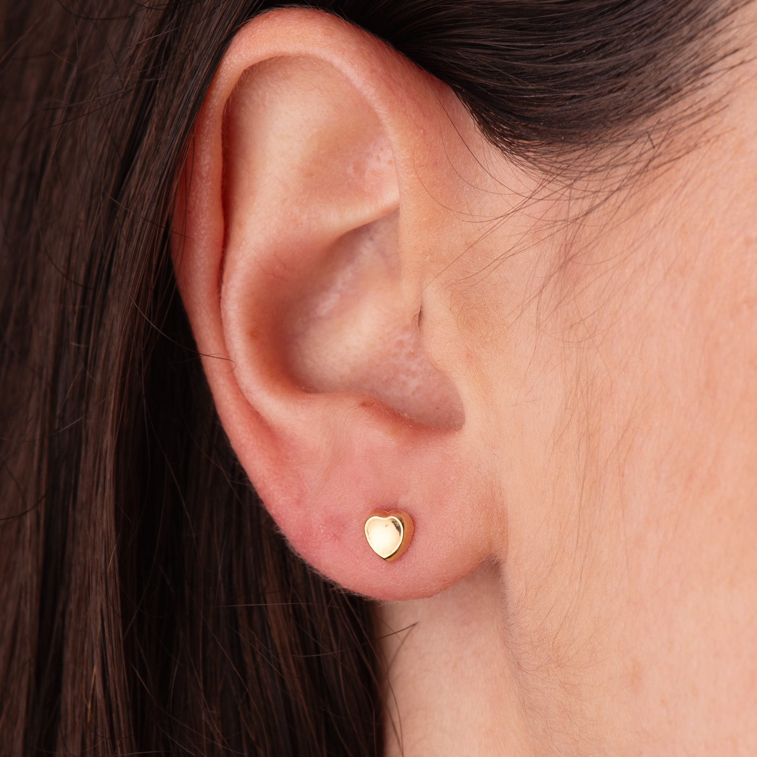 18K 5MM konkave hjerte øreringe skruelås