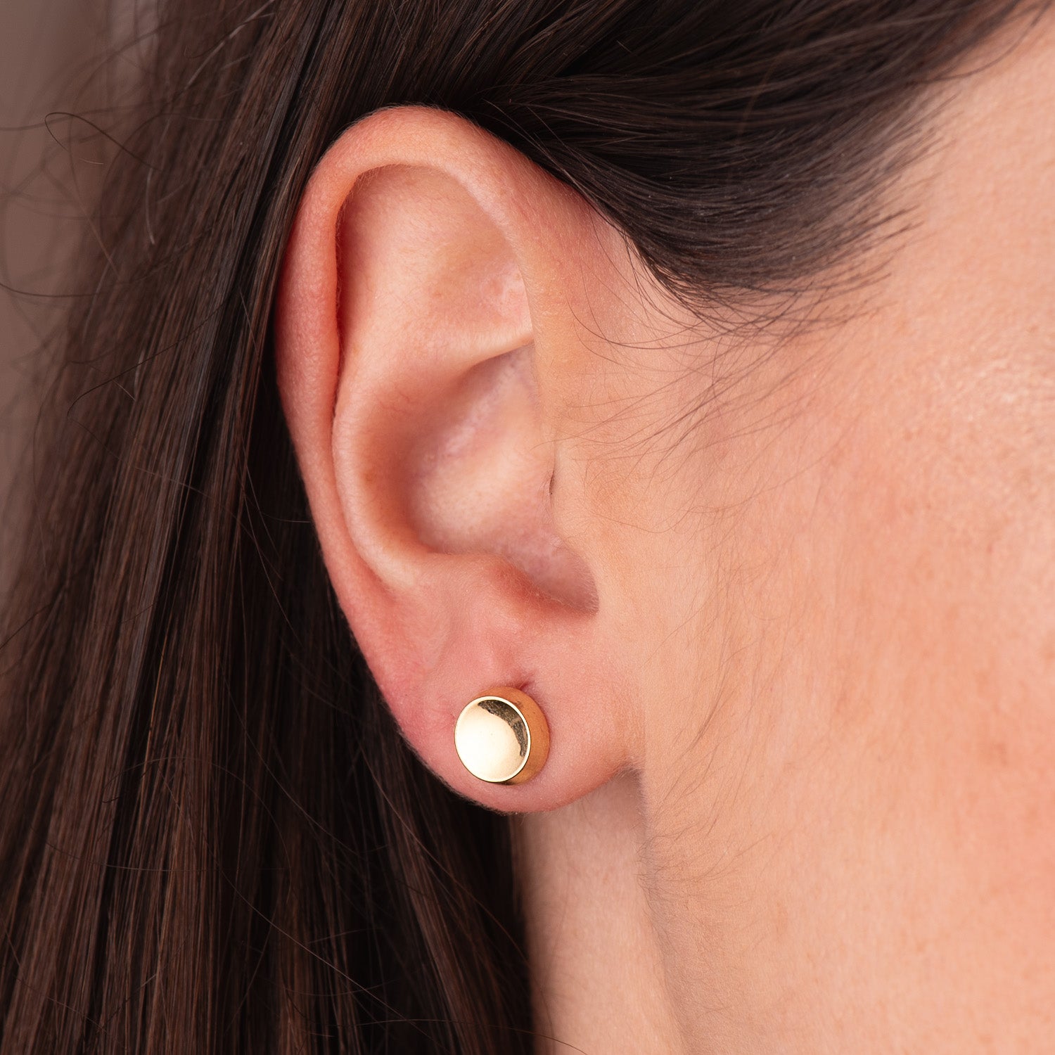 Boucle Doreille Ronde Concave 18K 8 mm Fermoir Poussettes Papillon