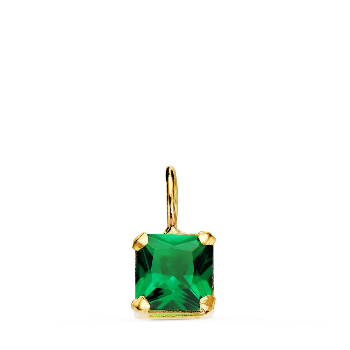Pendentif carré griffes – Or jaune 18 carats – Vert
