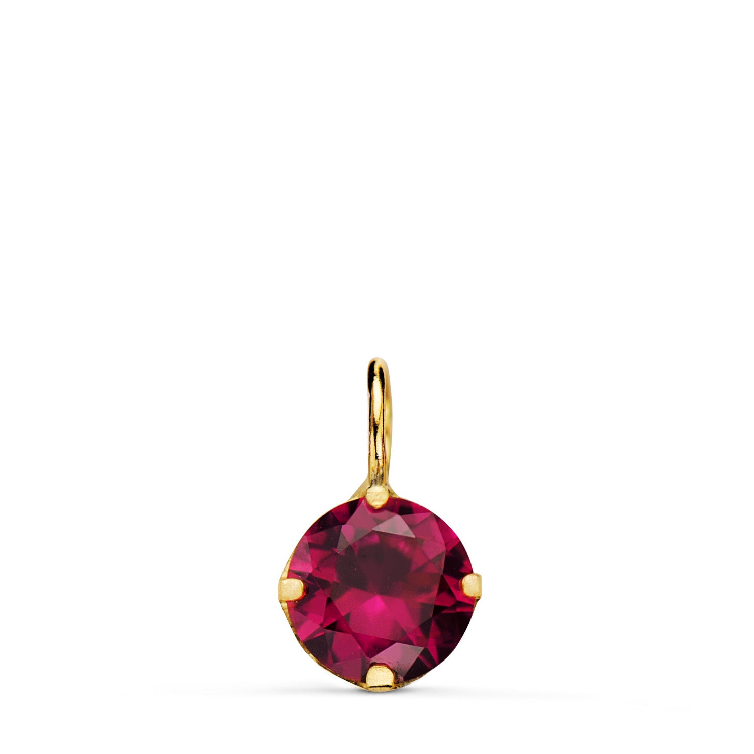 Pendentif Rond en Or Jaune 18K avec Pierre Rouge Mesure: 6 mm