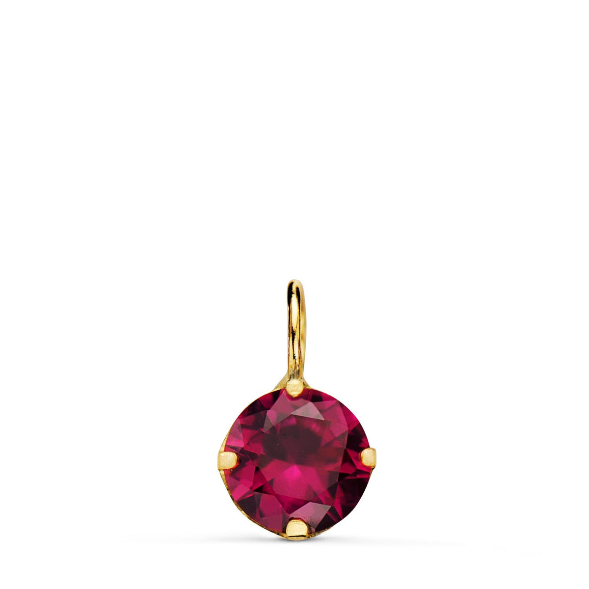 Pendentif rond pierre de couleur – Or jaune 18 carats – Rouge