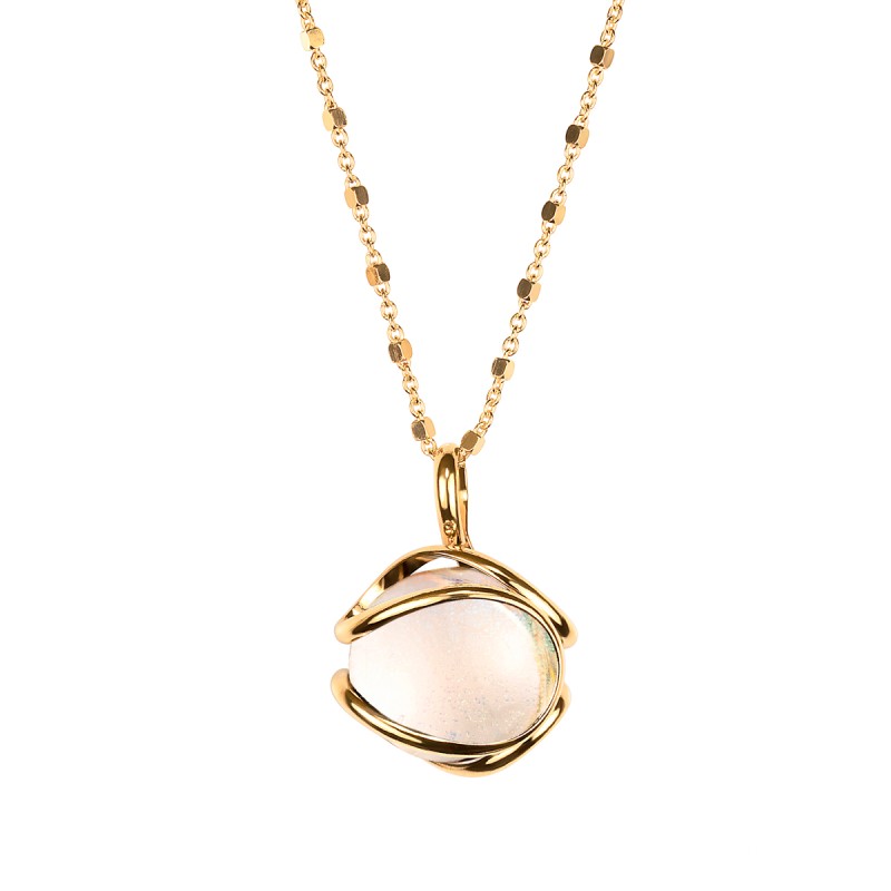 Collier Nautilus CDI – Doré – Blanc opale