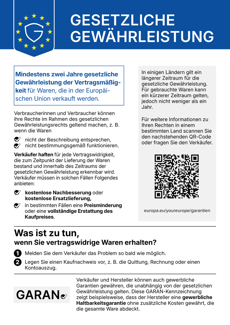 Notice UE – garantie légale de conformité