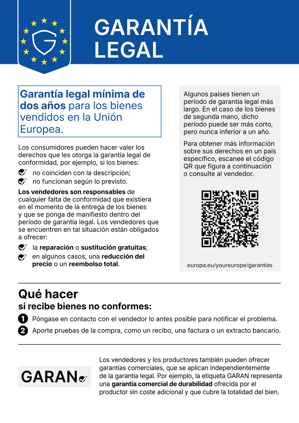 Notice UE – garantie légale de conformité