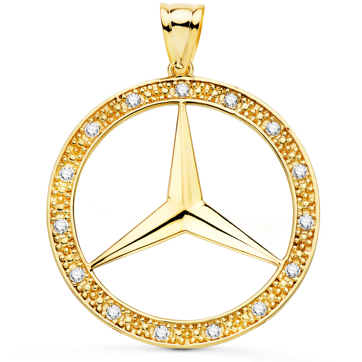 18K gul guld stjerne og zirkon vedhæng. 35 MM