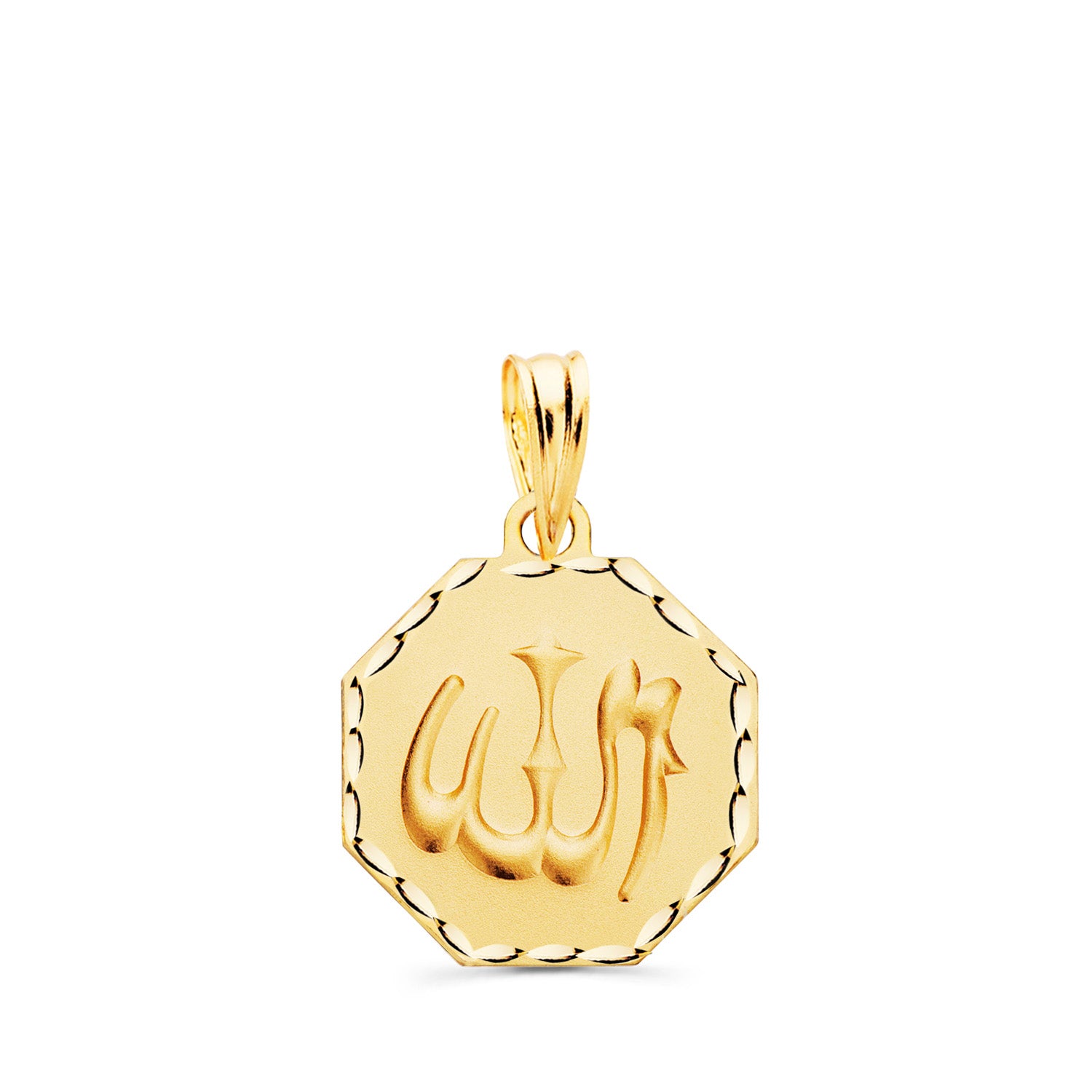18K Médaille Allah Octogonale en Or Jaune 15 X 15 mm