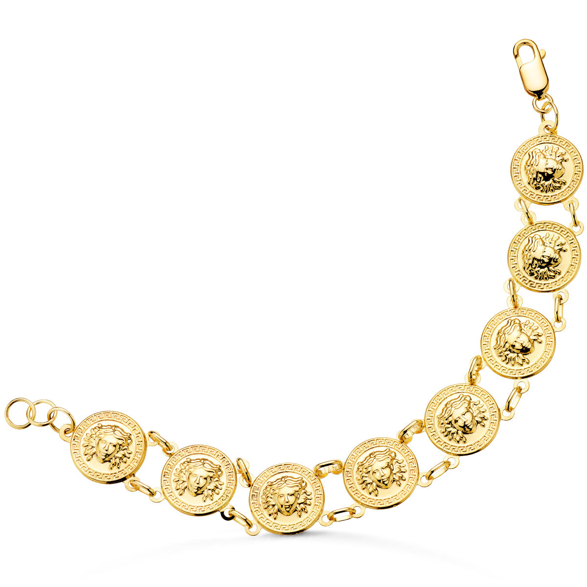 Bransoletka z 18-karatową okrągłą meduzą z dwukolorowego złota 15 mm Długość: 19 cm