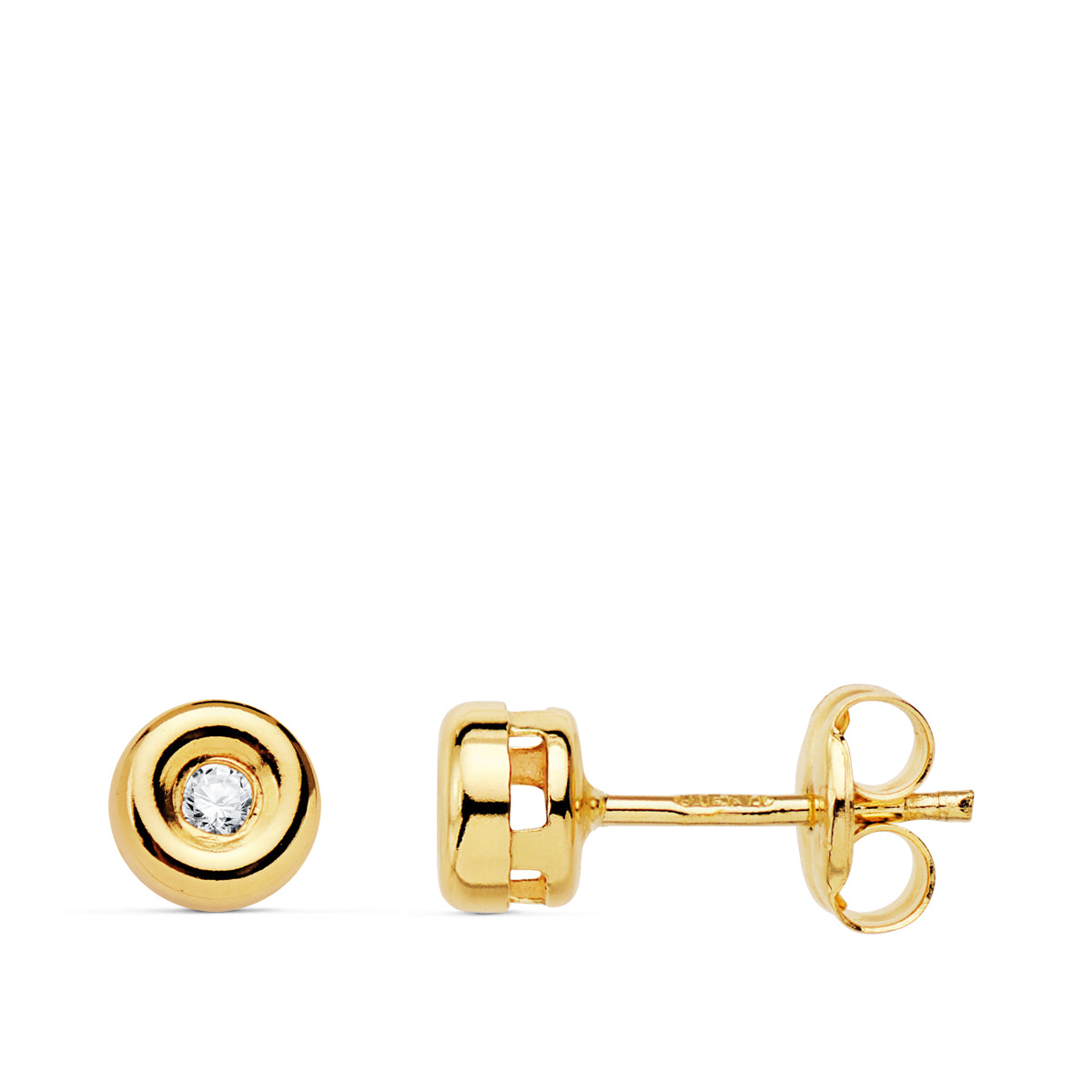 Boucles d'oreilles Chaton en Or Jaune 18K Diamants Lab 0.030 Cts VS2-G Taille : 4.8 X 4.8 mm Boucles d'oreilles Pressées