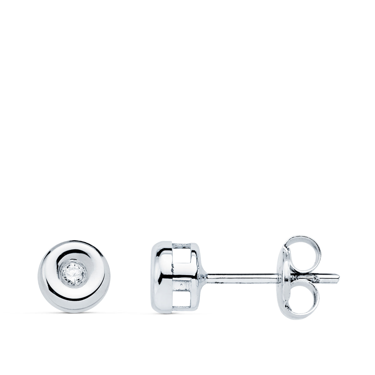 Boucles d'oreilles Chaton en Or Blanc 18K Diamants Lab 0.030 Cts VS2-G Taille : 4.8 X 4.8 mm Boucles d'oreilles Pressées
