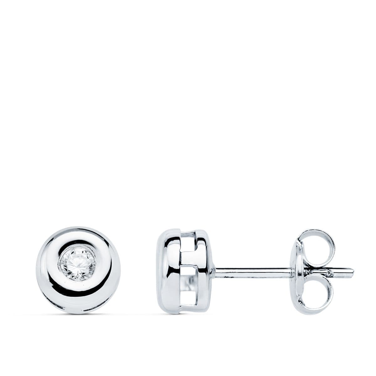 Chaton-øreringe i 18K hvidguld Lab-diamanter 0,140 Cts VS2-G Størrelse: 5,5 X 5,5 mm tryklås