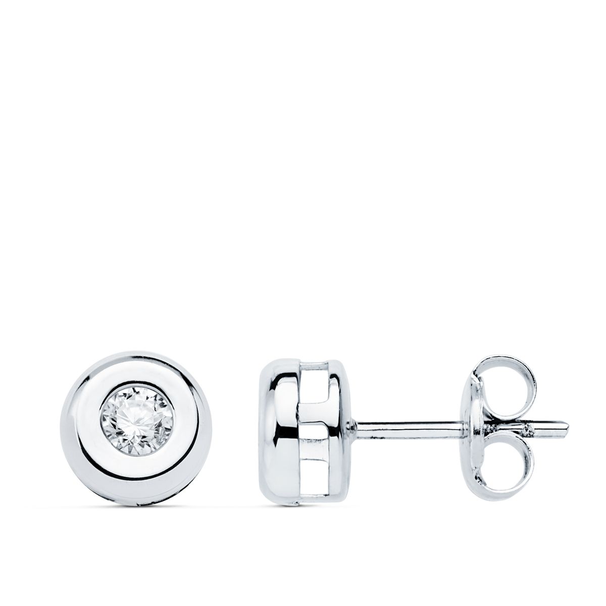 Boucles d'oreilles Chaton en Or Blanc 18K Diamants Lab 0.200 Cts VS2-G Taille : 6.5 X 6.5 mm Boucles d'oreilles Pressées