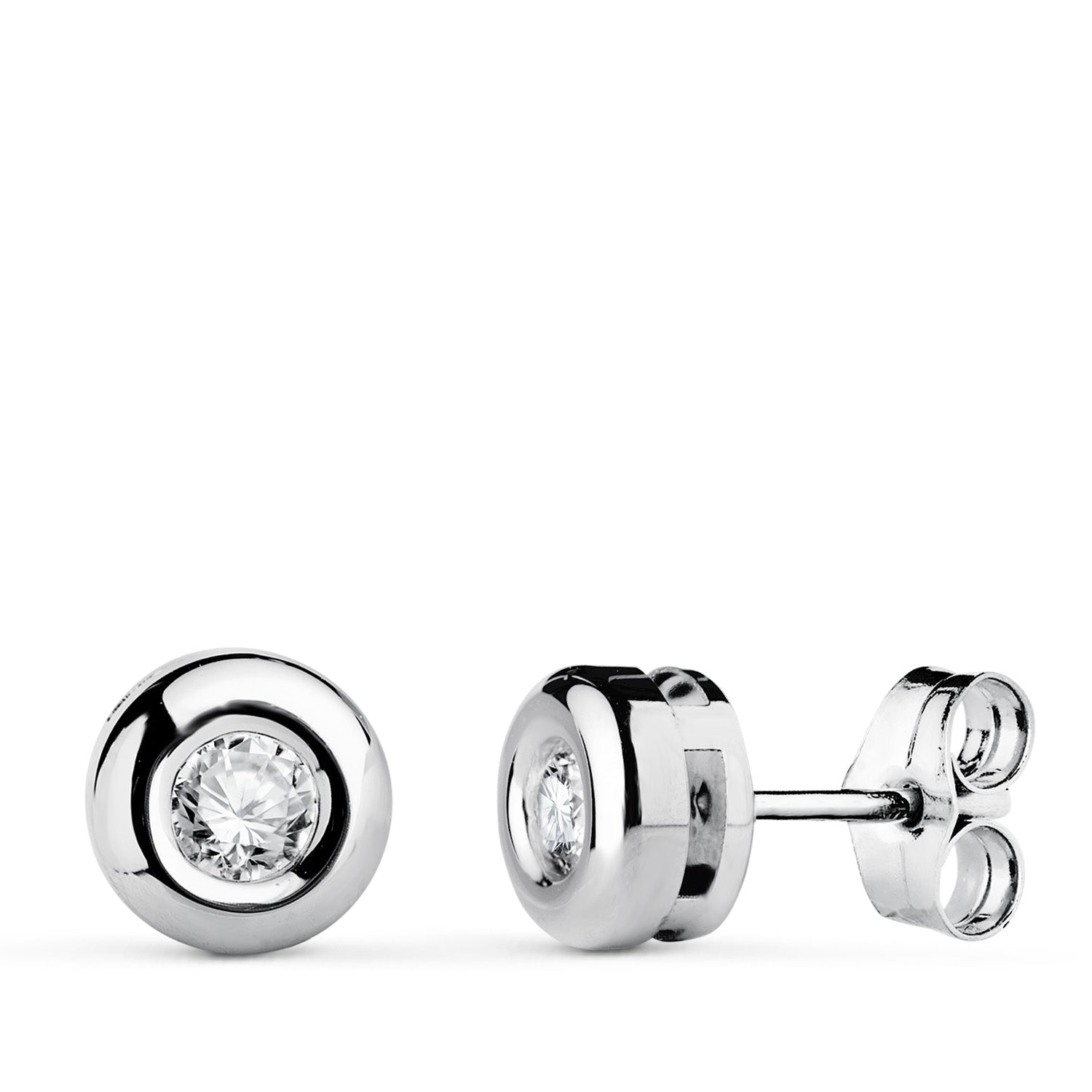 Boucles d'oreilles en Or Blanc 18K Diamants Lab 3.40 mm 0.300 Qts VS2-G Taille : 7X7 mm Boucles d'oreilles Pressées