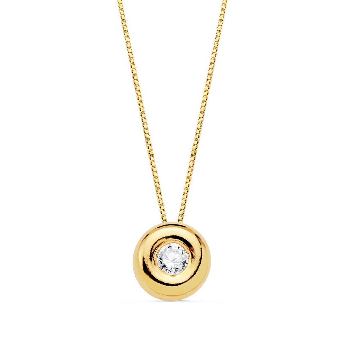 Choker en Or Jaune 18K Chaton Chaton 6 mm Lab Diamond 2,20MM 0,050 Qts G-VS2 Chain 42CM