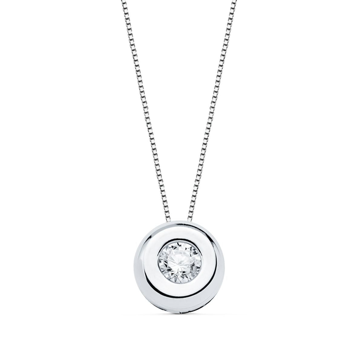 Choker en Or Blanc 18K Chaton Chaton 6,5 mm Lab Diamond 2,90MM 0,100 Qts G-VS2 Chain 42CM