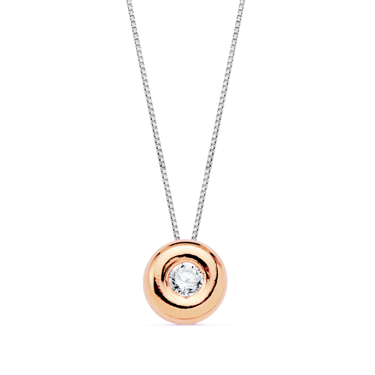 18K roséguld Choker Chaton Chaton 6MM Lab Diamond 2,20MM 0,050 Qts G-VS2 Chain 42CM