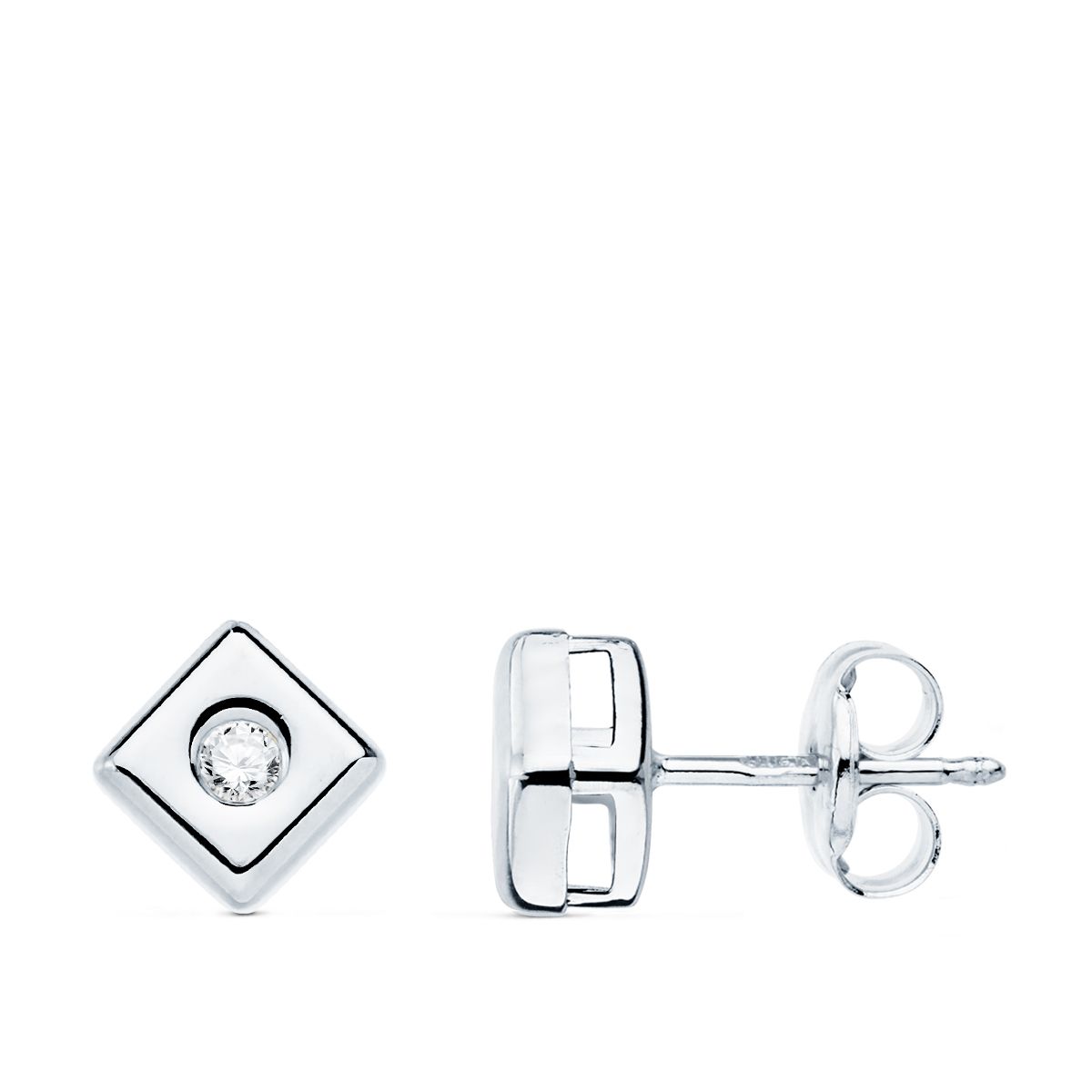 Boucles d'oreilles Or Blanc 18K Carrées 6X6MM Diamants Lab 0.100 Cts G-VS2 Press Stud Earrings