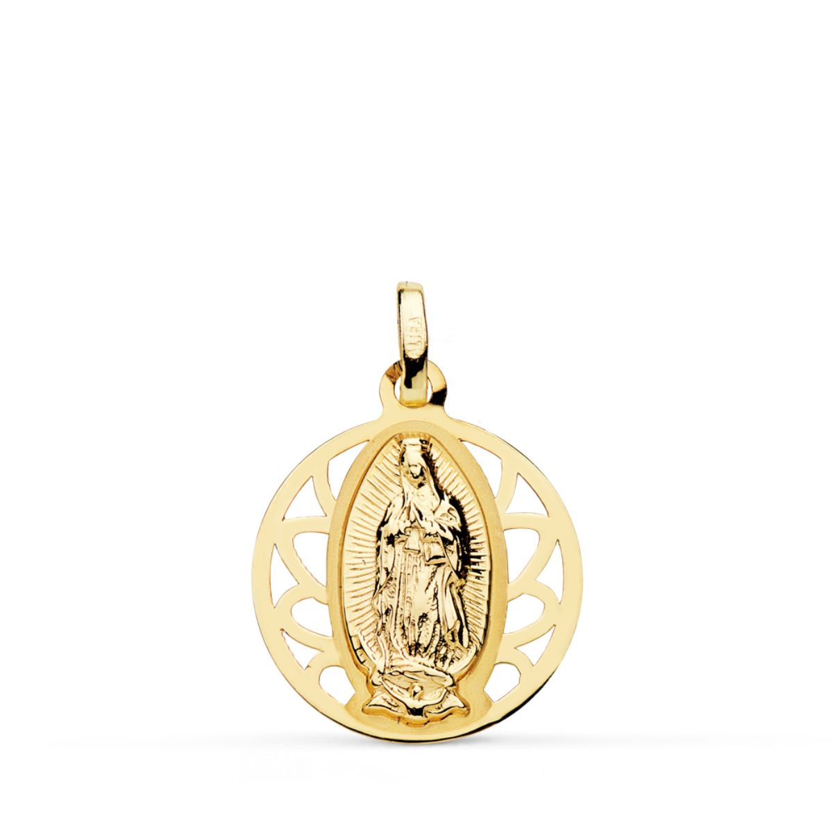 18K Openwork Virgin Guadalupe Medal in Yellow Gold 18 mm