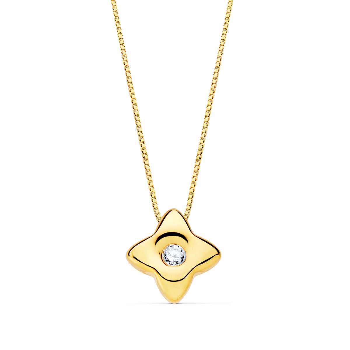 18K gulguld Choker Star 5,5MM Lab Diamond 0,020 Ct G-VS2 kæde 42CM