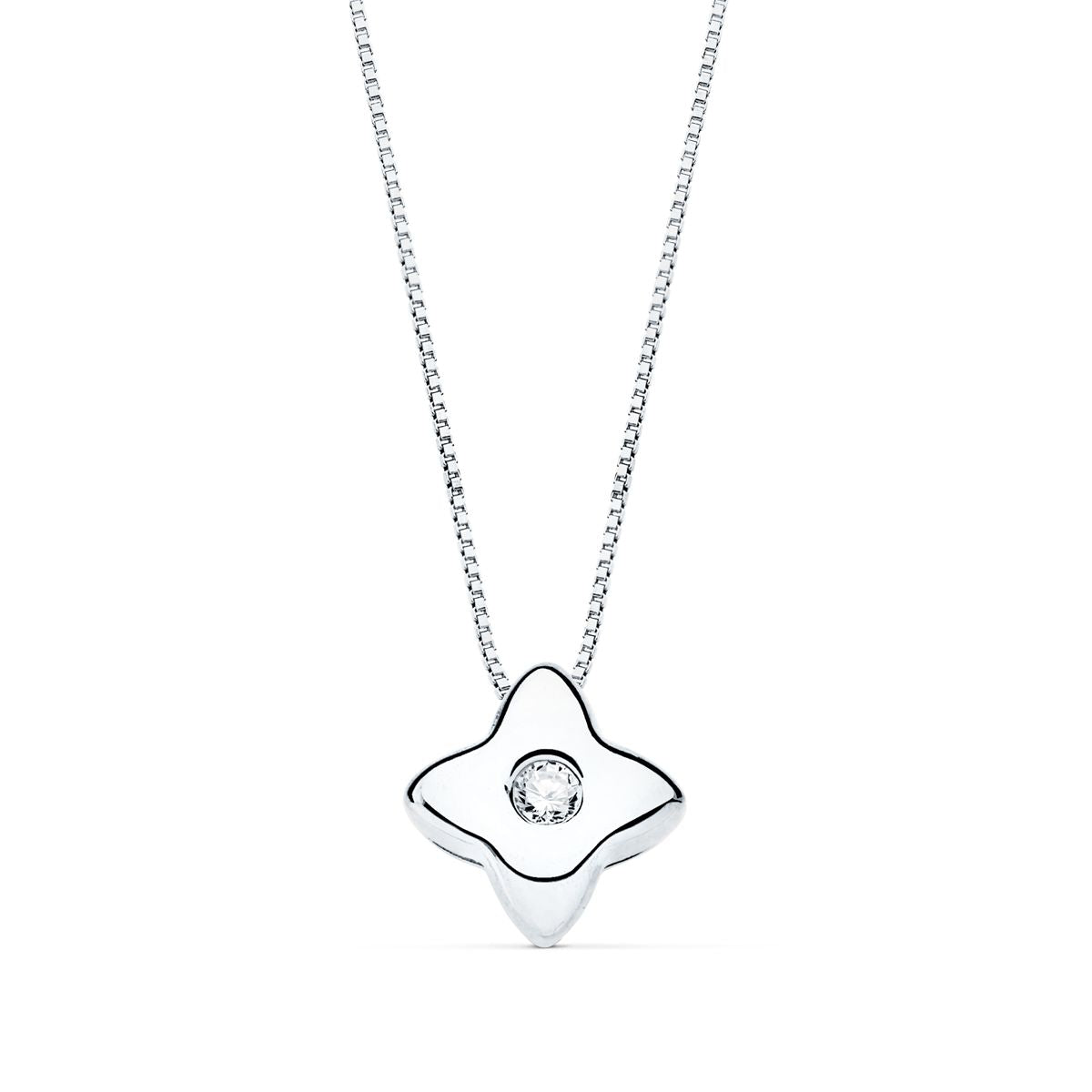 Sterchoker in 18K witgoud 5X5MM Lab Diamond 0,015 Ct G-VS2 ketting 42CM