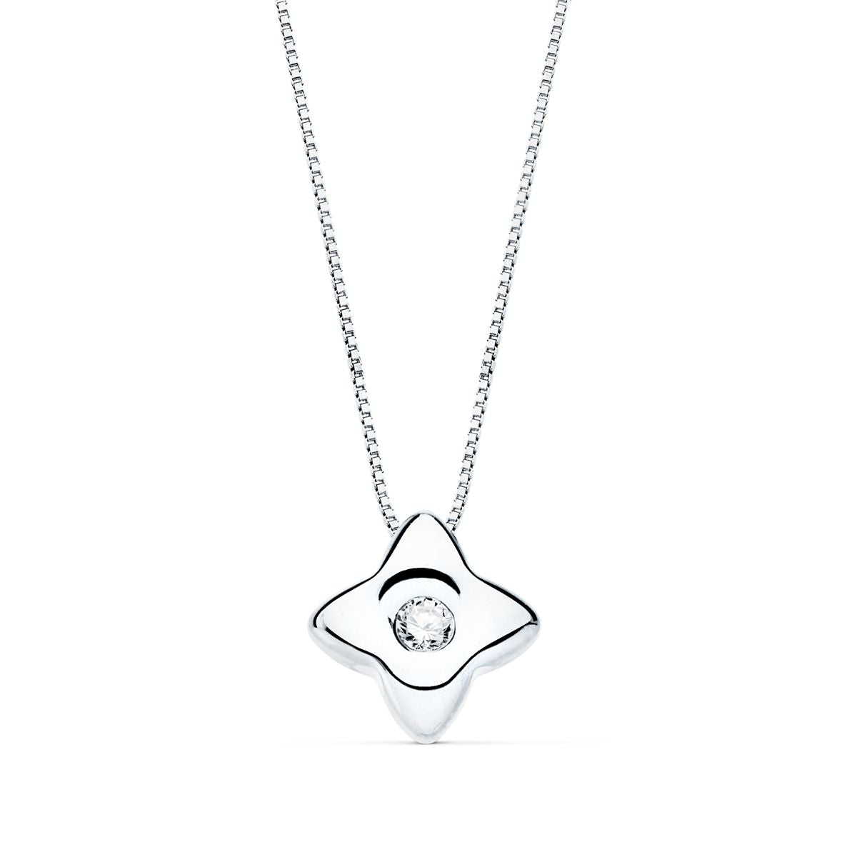 Gargantilha em ouro amarelo 18K estrela 5,5 mm diamante de laboratório 0,020 ct G-VS2 corrente 42 cm
