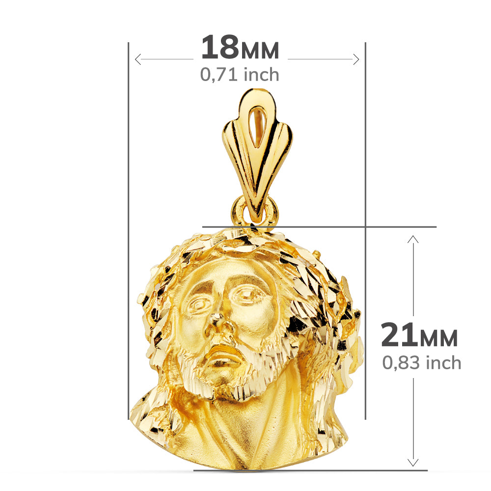 Pendentif Tête de Christ en Or Jaune 18K Murillo 21X18 mm