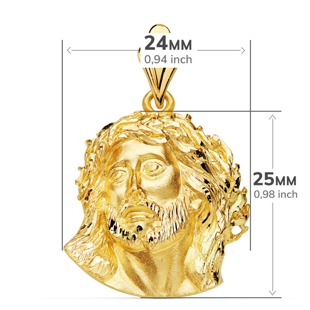 Pendentif Tête de Christ en Or Jaune 18K Murillo 25X24 mm