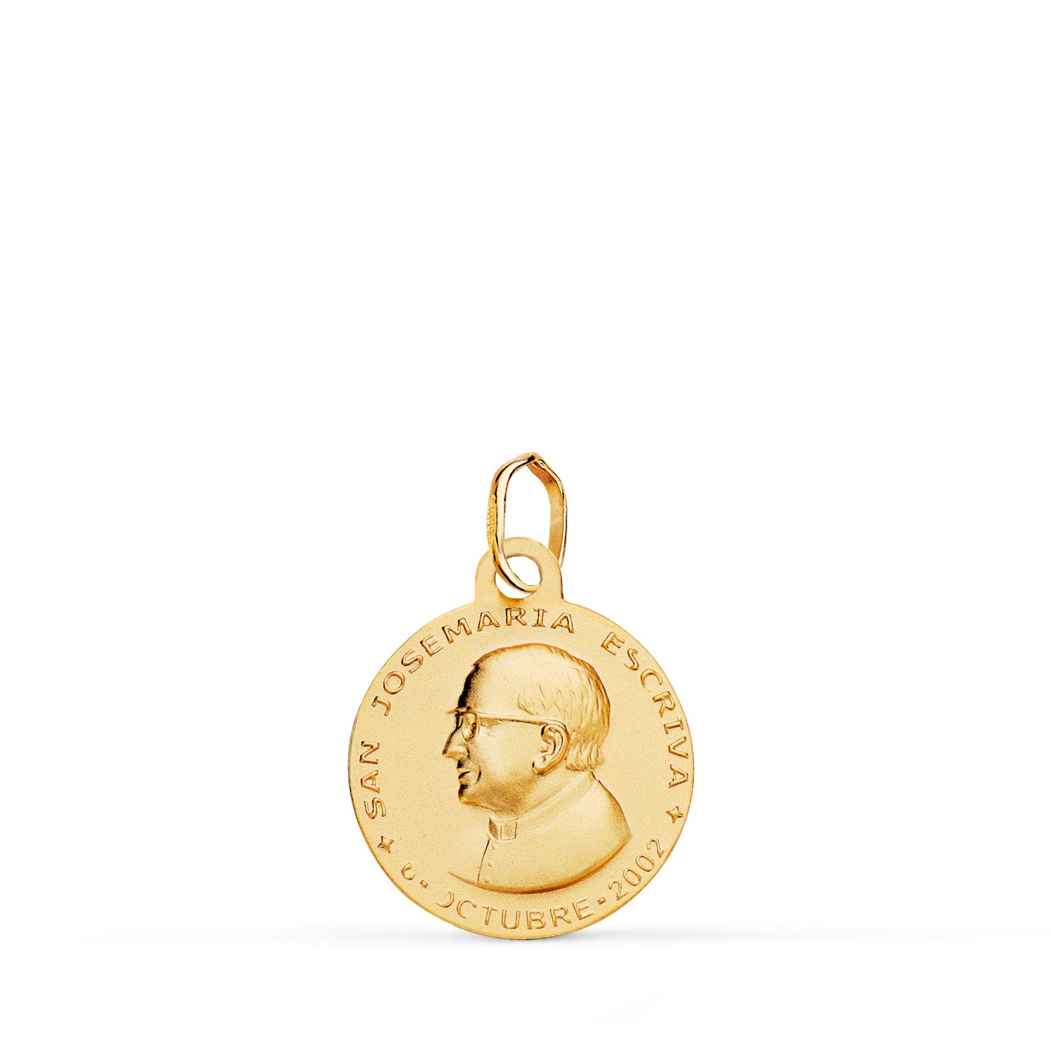 18K Yellow Gold Medal Saint Jose Mª Escrivá Lisa Matisée 14MM