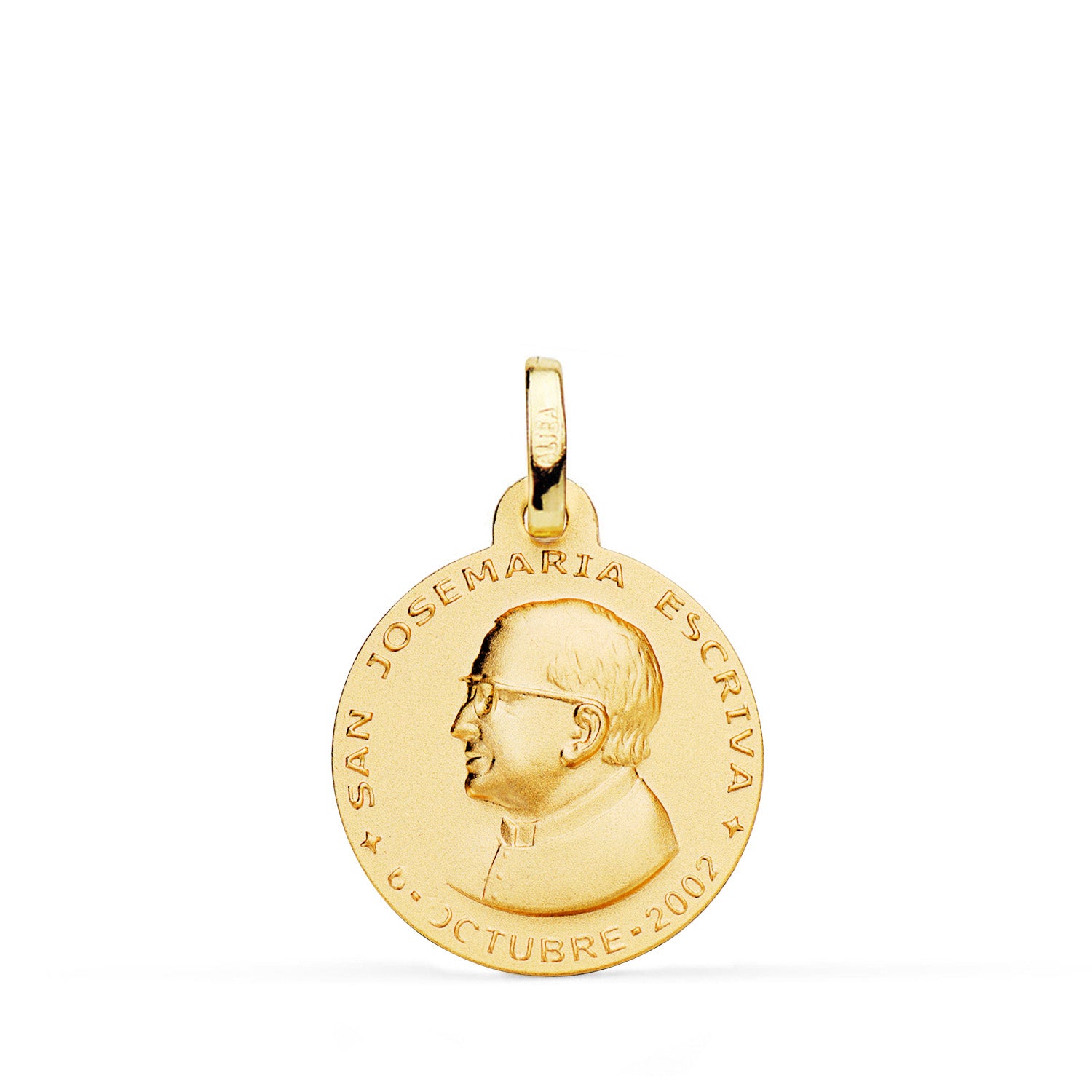 18K Yellow Gold Medal Saint Jose Mª Escrivá Lisa Matisée 18MM