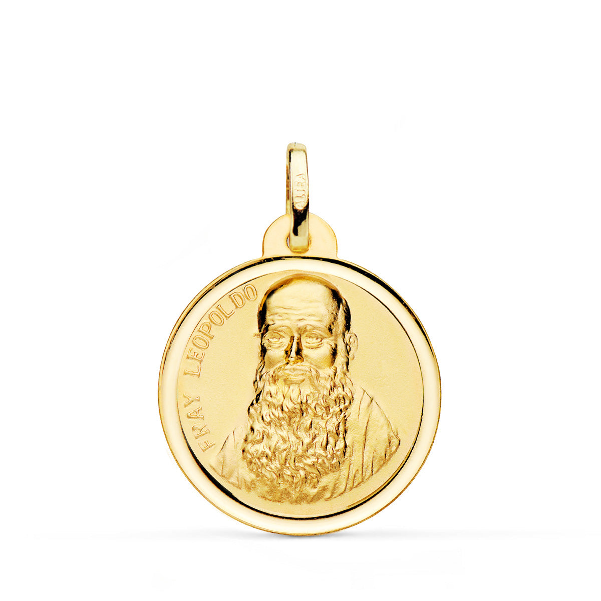 18K Médaille Or Jaune Frère Leopoldo Biseauté 22 mm