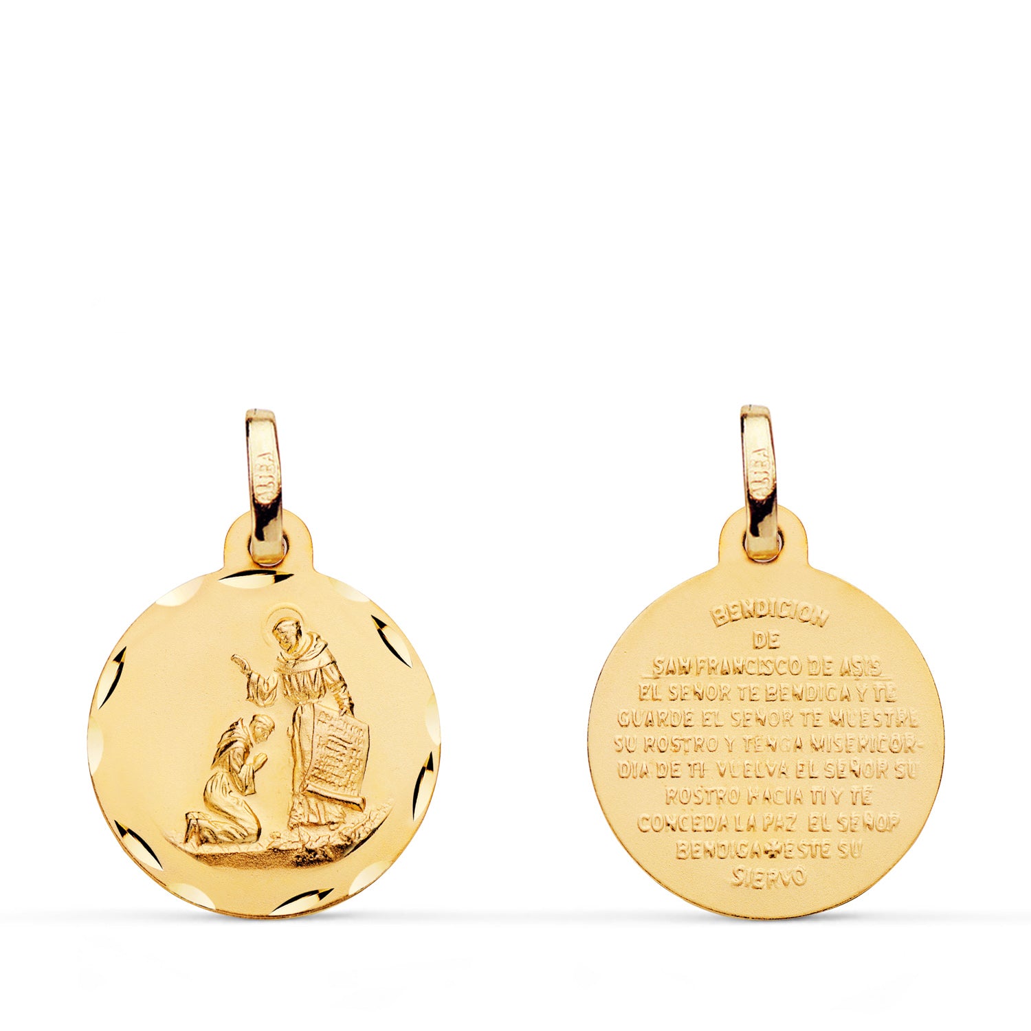 Medalia Sfantul Francisc Fatetata Aur Galben 18K 16 mm