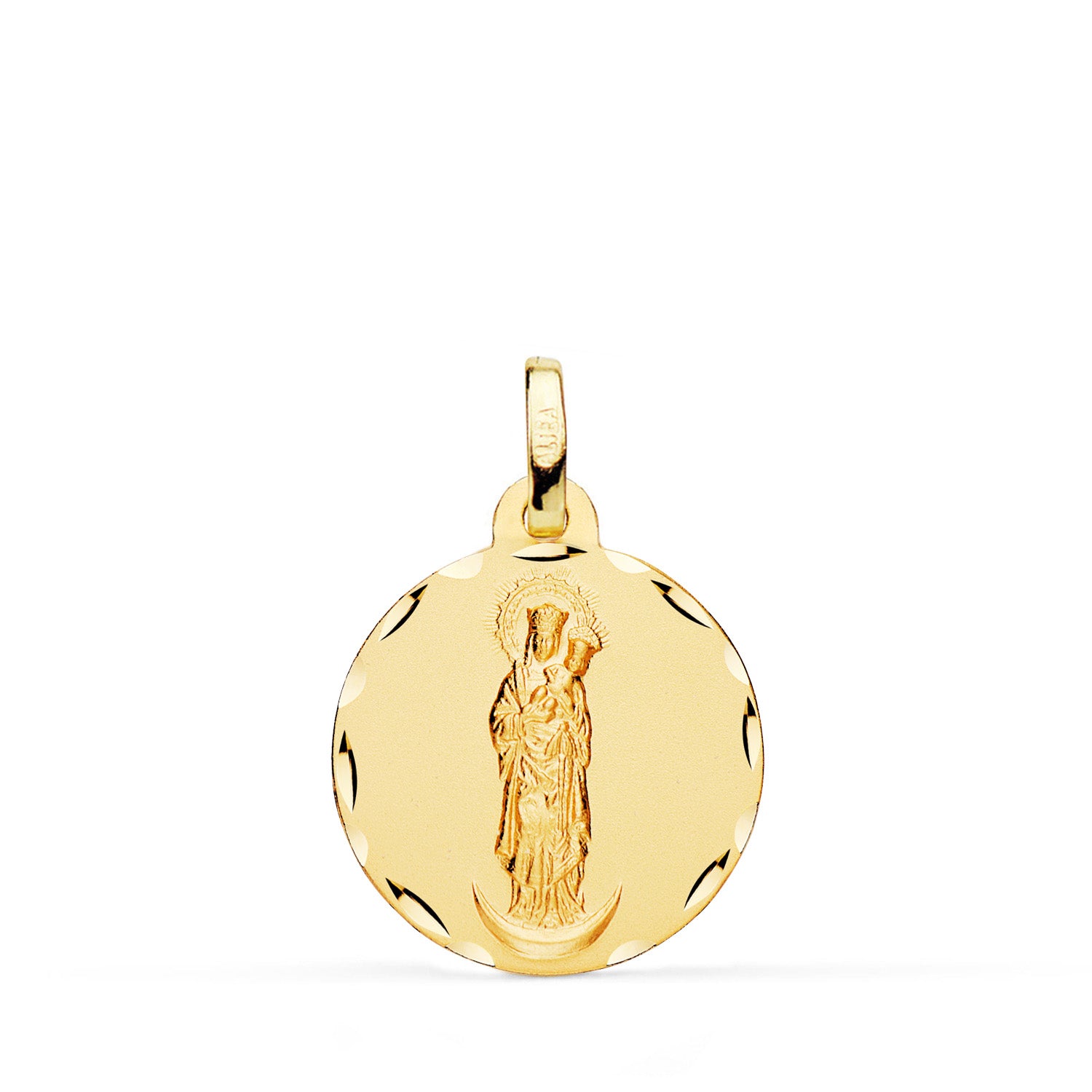 18 K sárga arany Virgin Almudena érem 18 mm