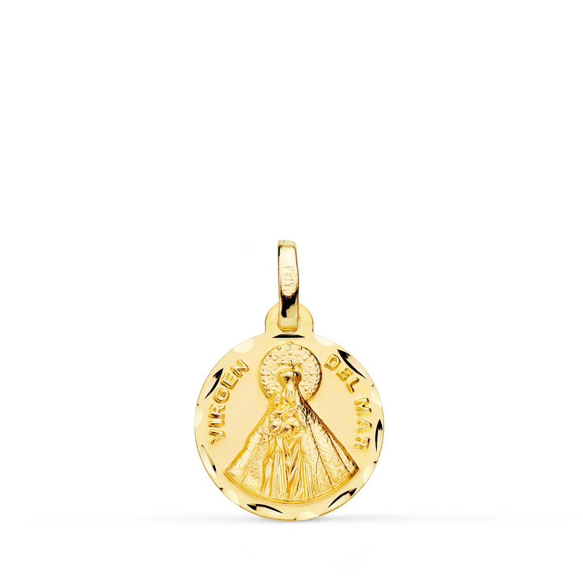 18K Maagd van de Zee-medaille 14 mm gefacetteerd