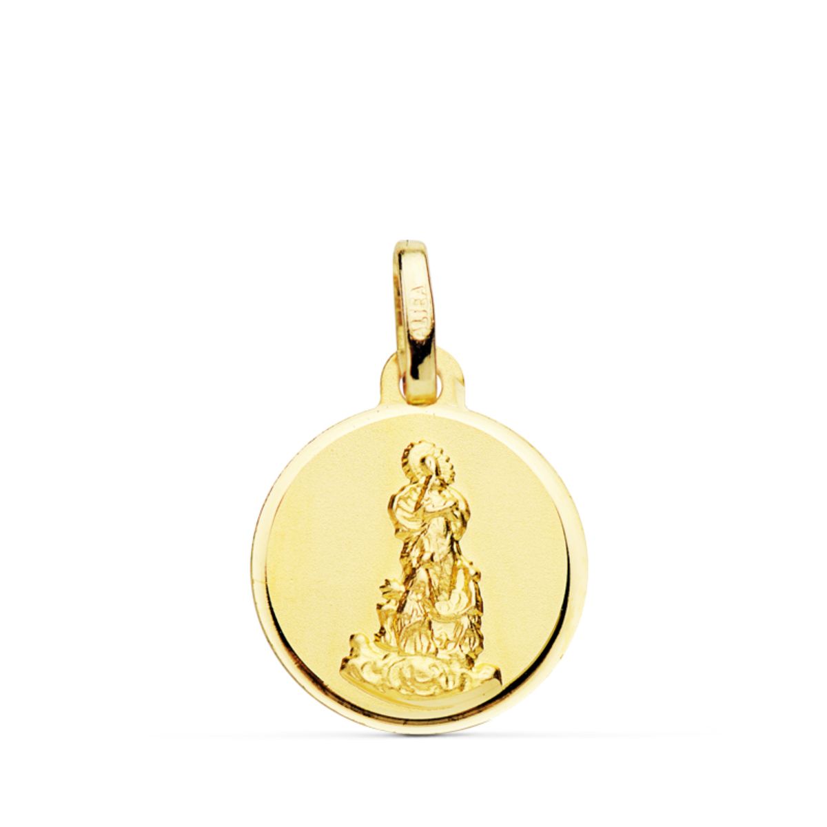 18K Gul Guld Medal Virgin 16 mm