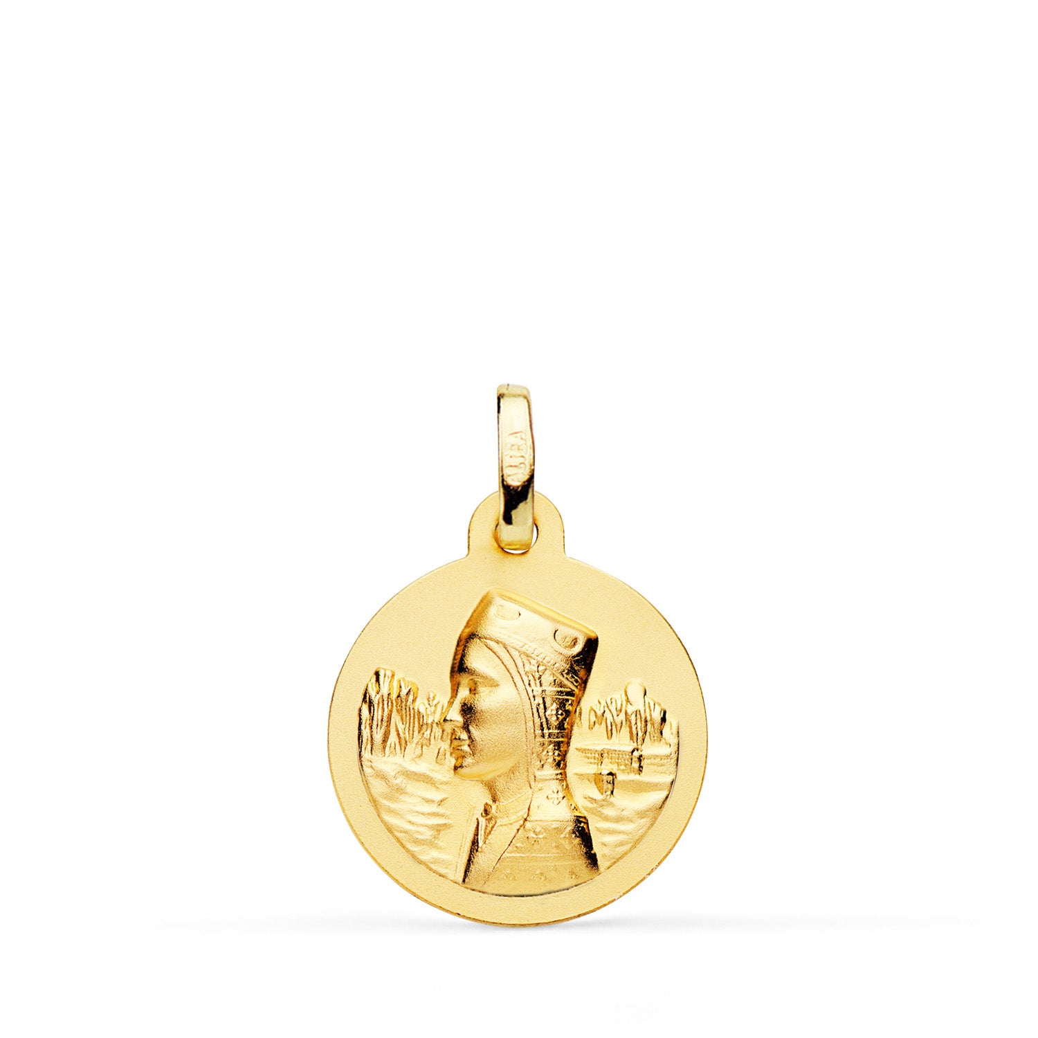 18 K sárga arany érem Virgin of Montserrat Smooth Matized 16 mm