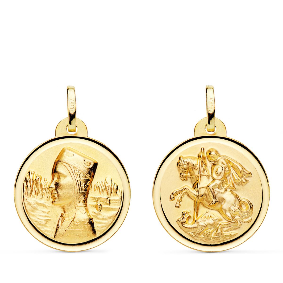 Scapular Vierge Montserrat et Saint George 18K 20 mm