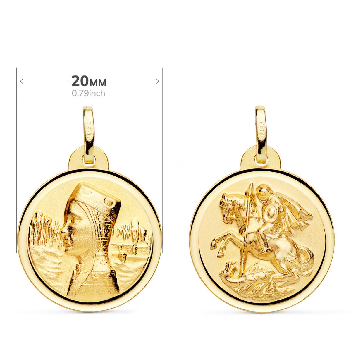 Scapular Vierge Montserrat et Saint George 18K 20 mm