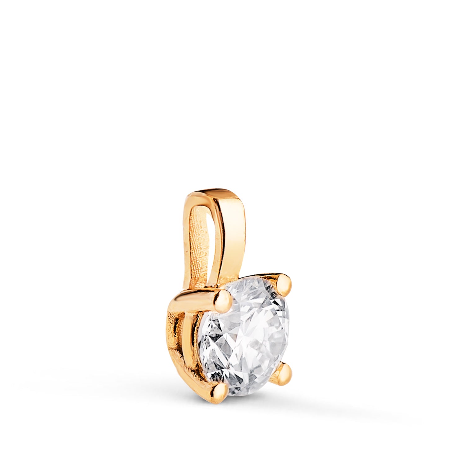 Pendentif en Or Jaune 18K Diamant de Laboratoire Taille Brillant 5MM 0,500 Qtes G-VS1 Taille : 9X5 mm