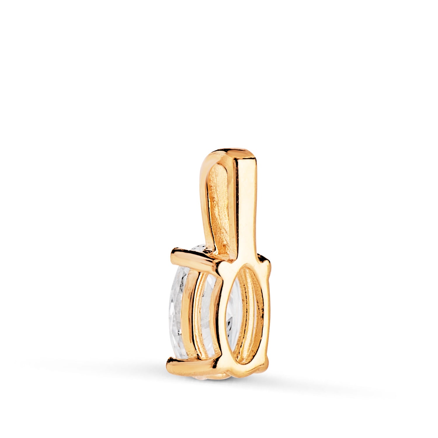 Pendentif en Or Jaune 18K Diamant de Laboratoire Taille Ovale 6 X 4MM 0,426 Qtes G-VS1 Taille : 10X4 mm