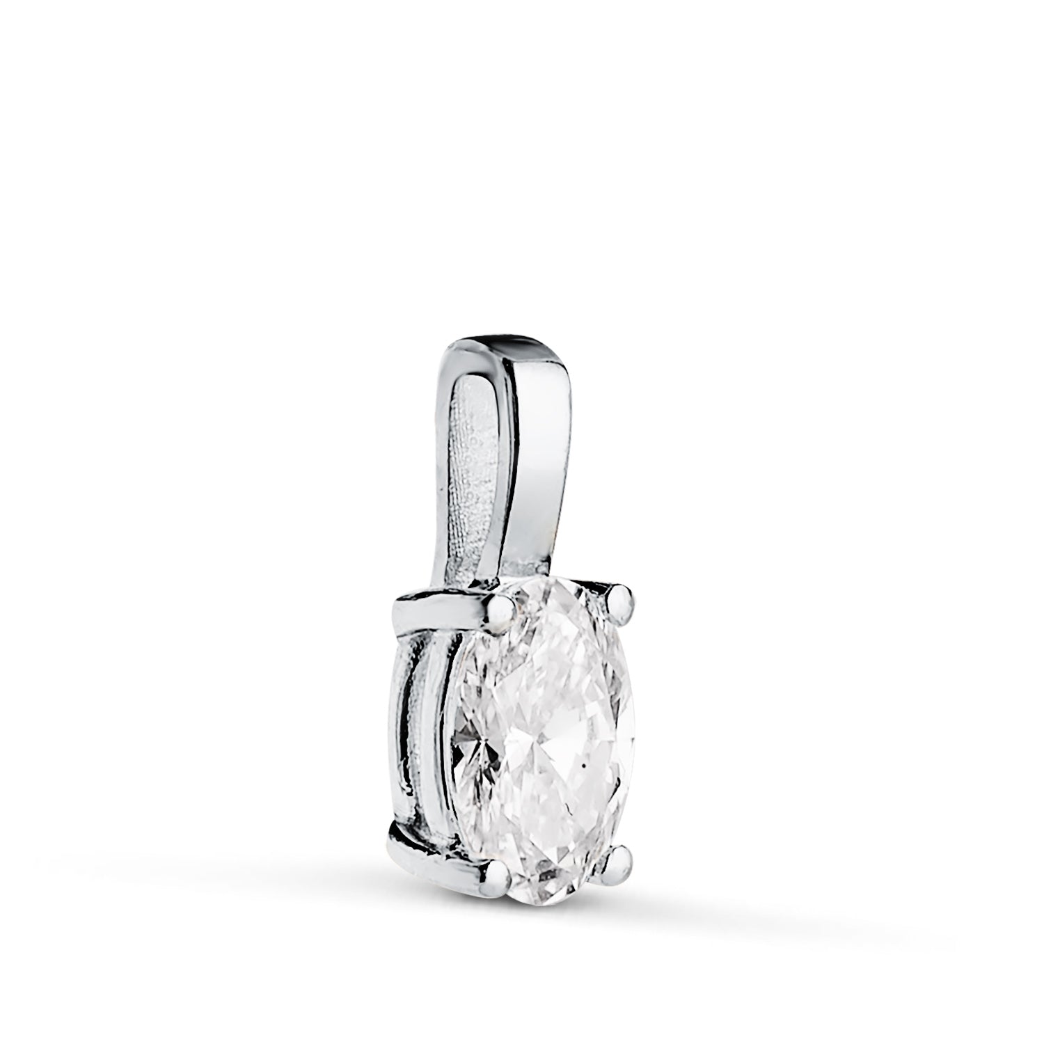 Pendentif en Or Blanc 18K Diamant de Laboratoire Taille Ovale 6 X 4MM 0,426 Qtes G-VS1 Taille : 10X4 mm