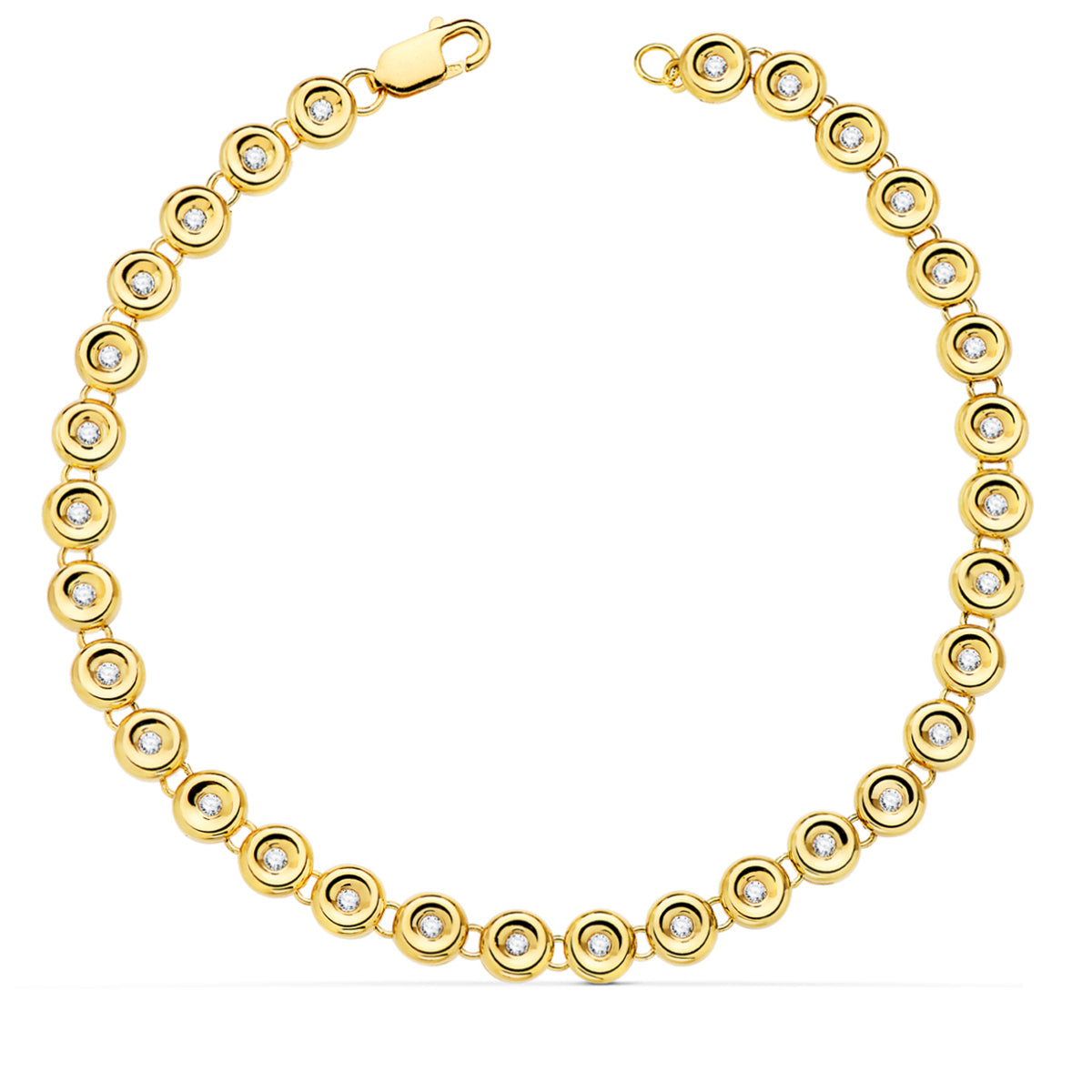 Bracelet Riviere en Or Jaune 18K 31 Diamants de Laboratoire 0.434 Cts VS2-G Largeur : 4.85 mm Longueur : 19 Cm