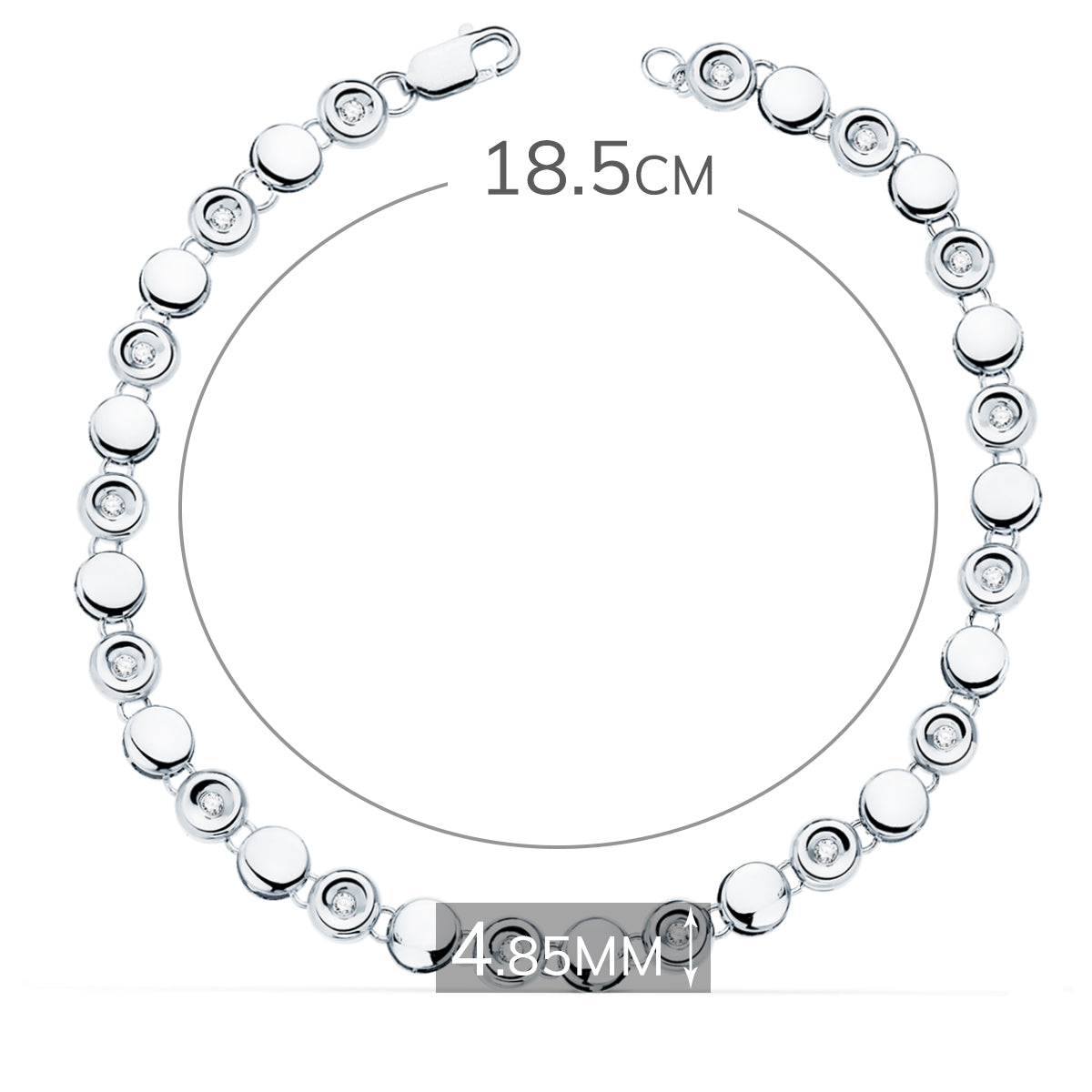 Bracelet Riviere en Or Blanc 18K 16 Diamants Lab 0.240 Cts VS2-G Largeur : 4.85 mm Longueur : 18.5 Cm