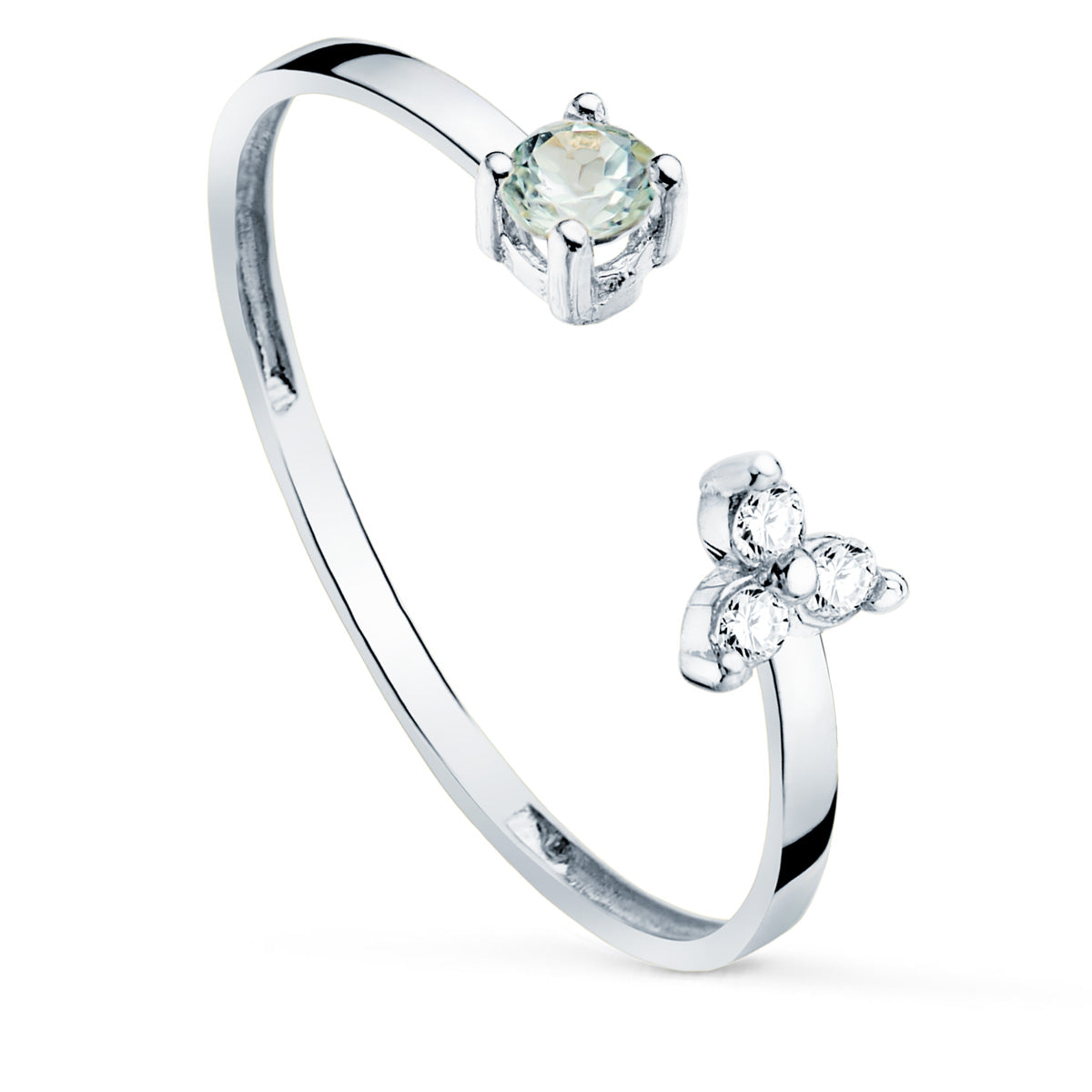 18K hvitt gull åpen ring. Diamanter 0,0450CT & fine steiner 1,10MM