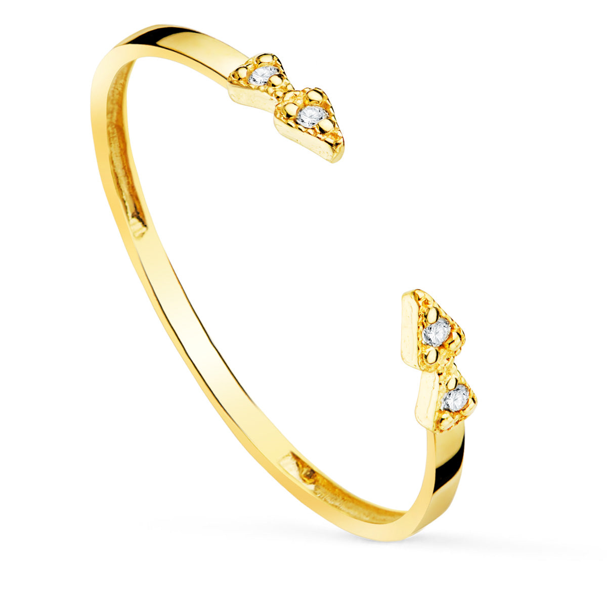 18K Yellow Gold Open Ring & Diamonds 0.0320CT 1.10MM