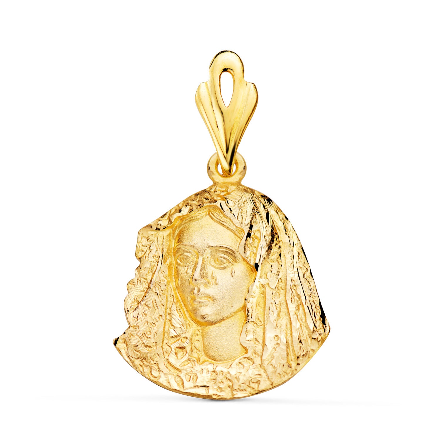 Médaille Or Jaune 18K Vierge Macarena Silhouette 21X20 mm