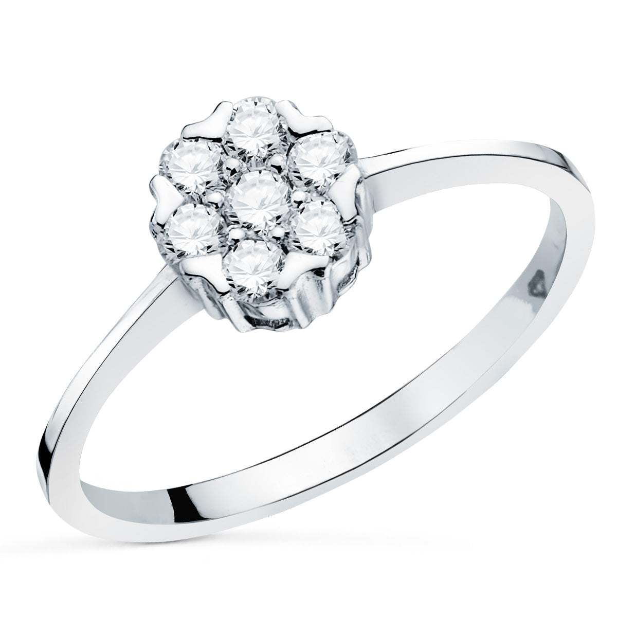 18K witgouden ring met diamanten 7X7 mm 0,301 ct.