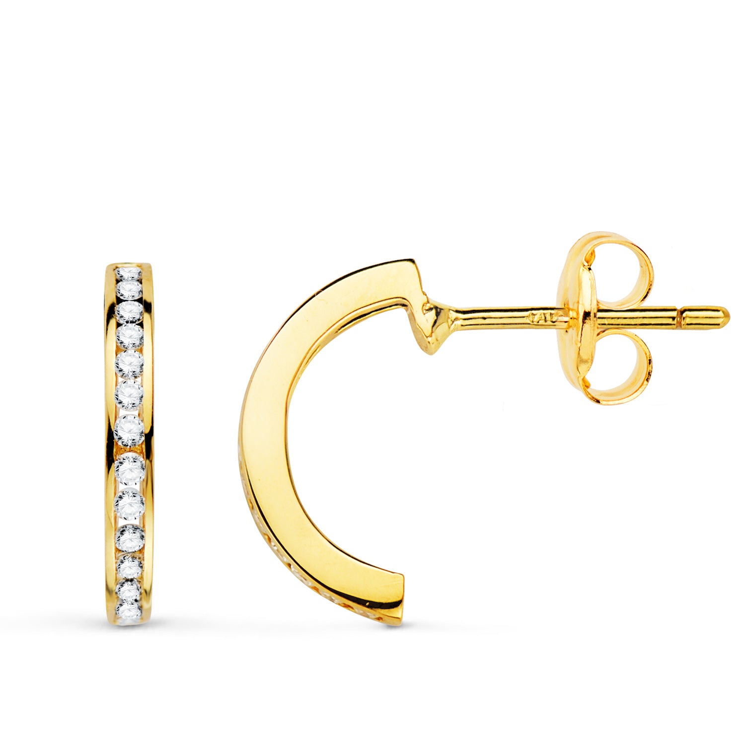 Anneaux en Or Jaune 18K Ouverts avec 28 Diamants de Laboratoire 0.225 Ct VS2-G Taille : 13X 1.5 mm Fermeture à Pression