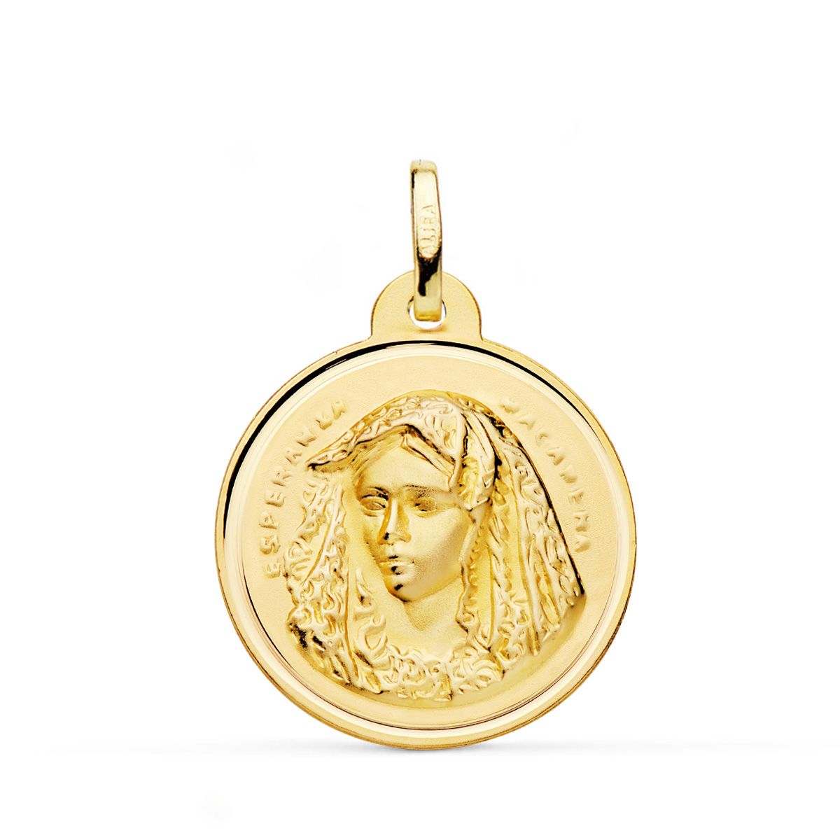 Medalla Virgen Macarena 18K Bisel 24 mm
