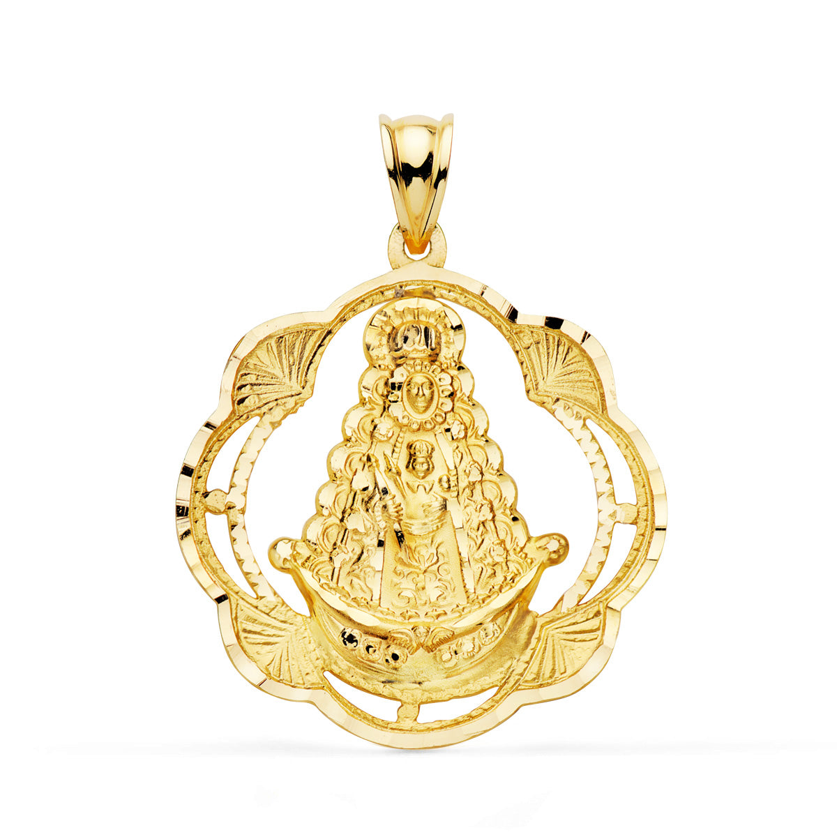 18K Médaille Vierge du Rocio en Or Jaune 31X28 mm